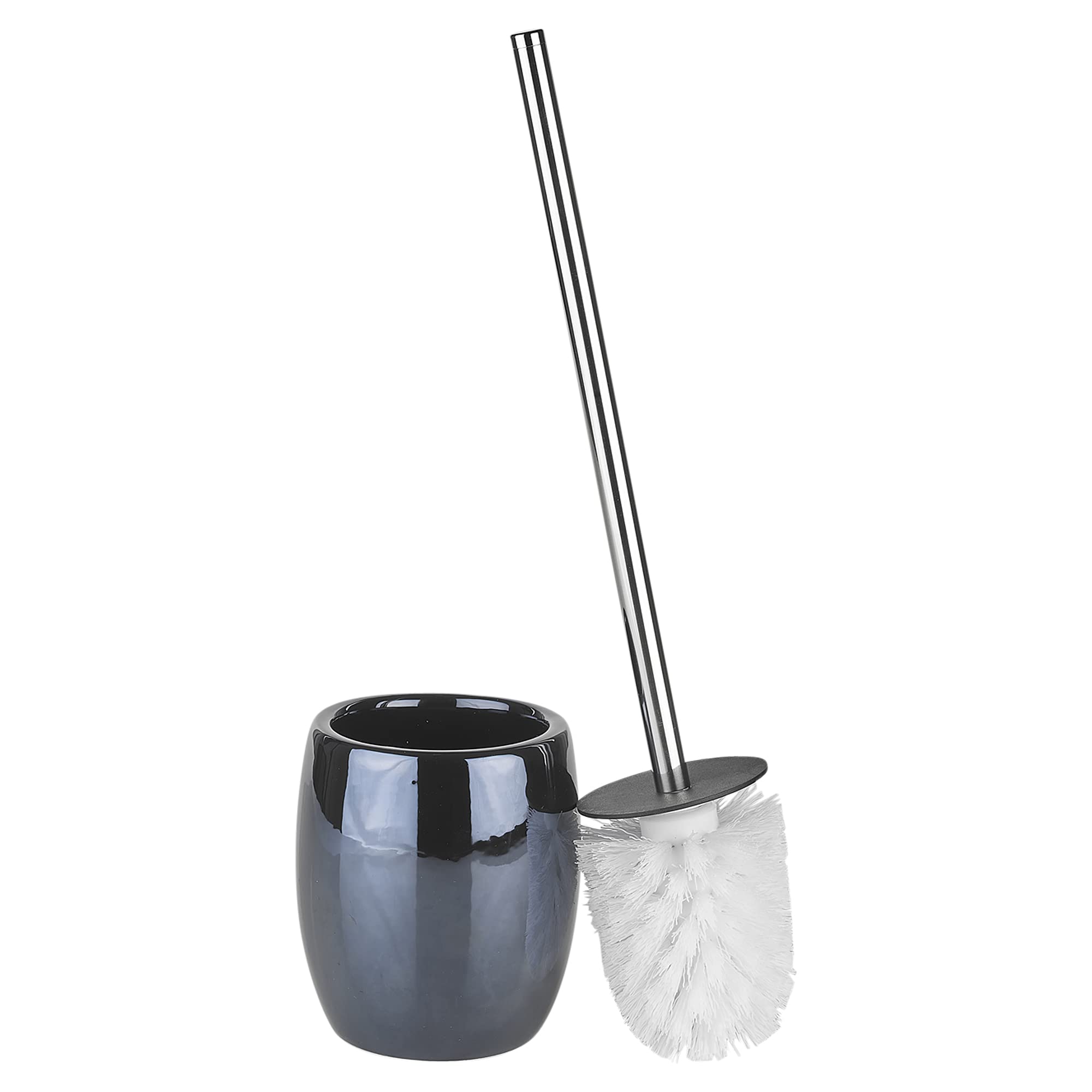 Urbnliving Black 3Pcs Ceramic Shiny Colour Matching Bathroom Dispenser Tumbler Toilet Brush Set (, Toilet Brush)