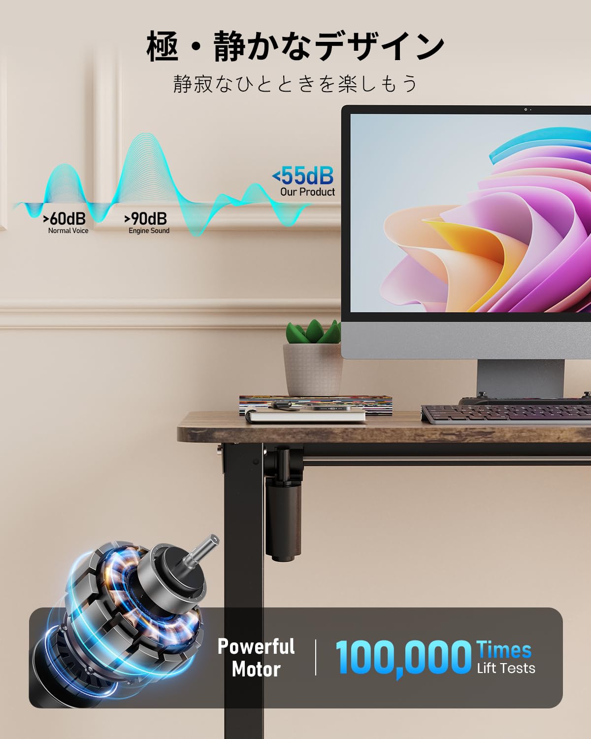 Amazon.co.jp: Xyndyx 電動 オフィスワークテーブル 自動昇降式デスク