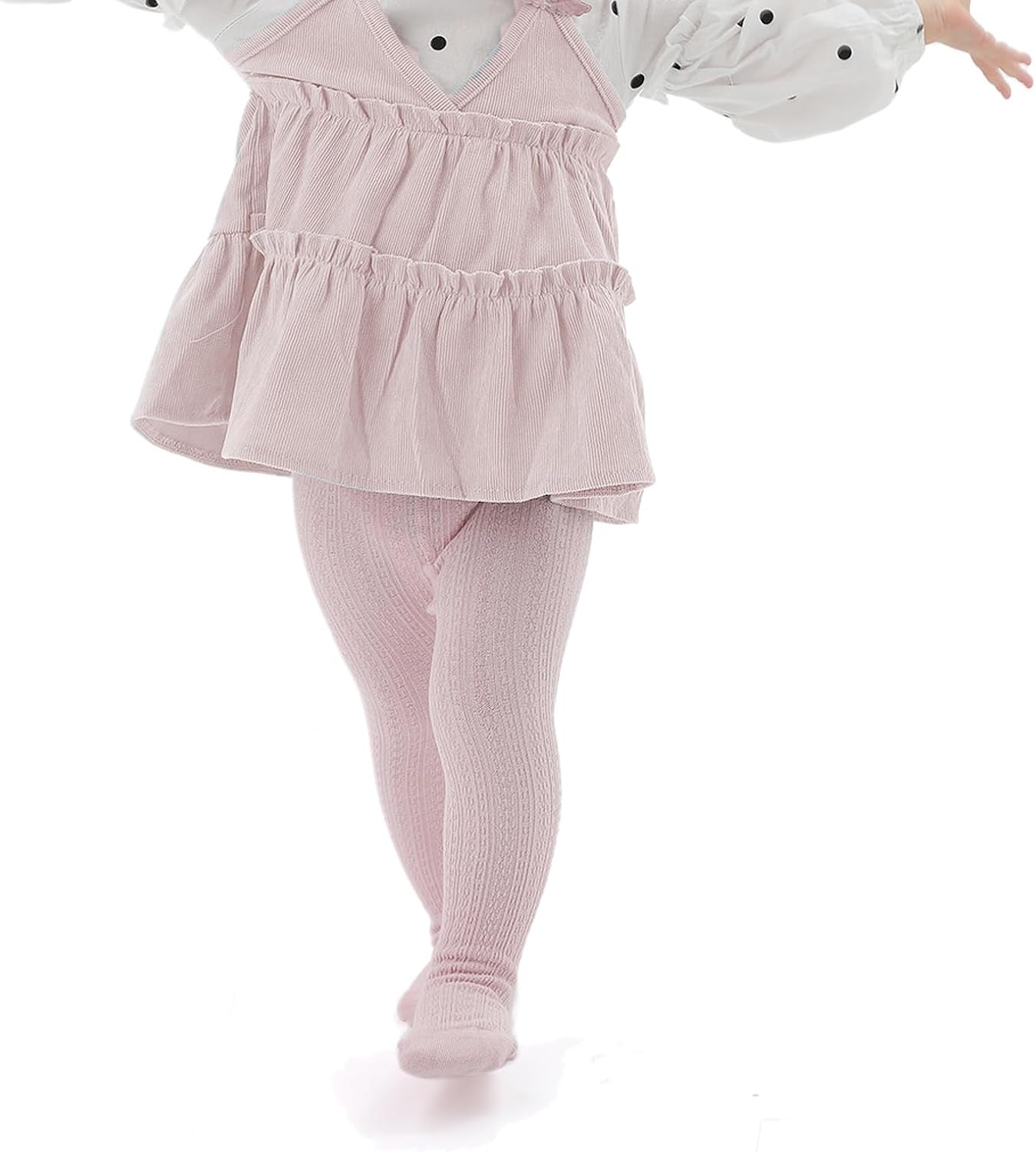 EPEIUS Baby Tights Infant Girls Cable Knit Tights Solid Cotton Stockings Seamless Footed Leggings Pantyhose 6-12 Months (Pack of 5)