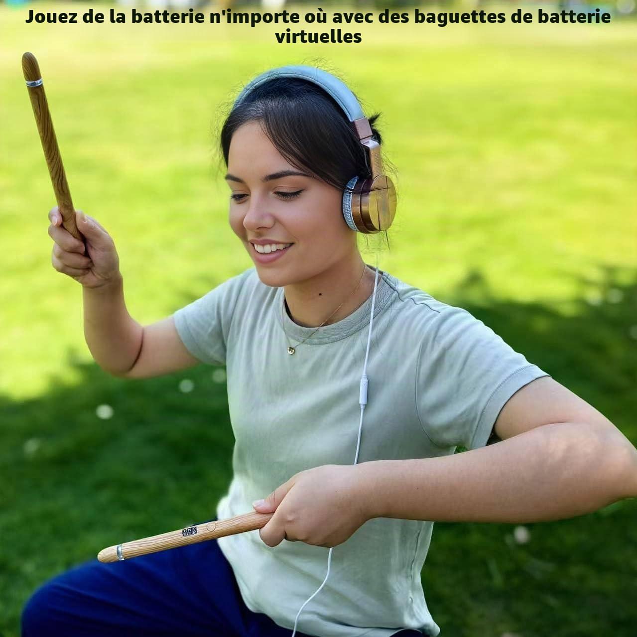 Baguettes de batterie aérienne Air Drumsticks, Batterie virtuelle à air avec baguettes et pédales, Bluetooth, 8 sons, kit de batterie électronique pour adultes et enfants, idée cadeau