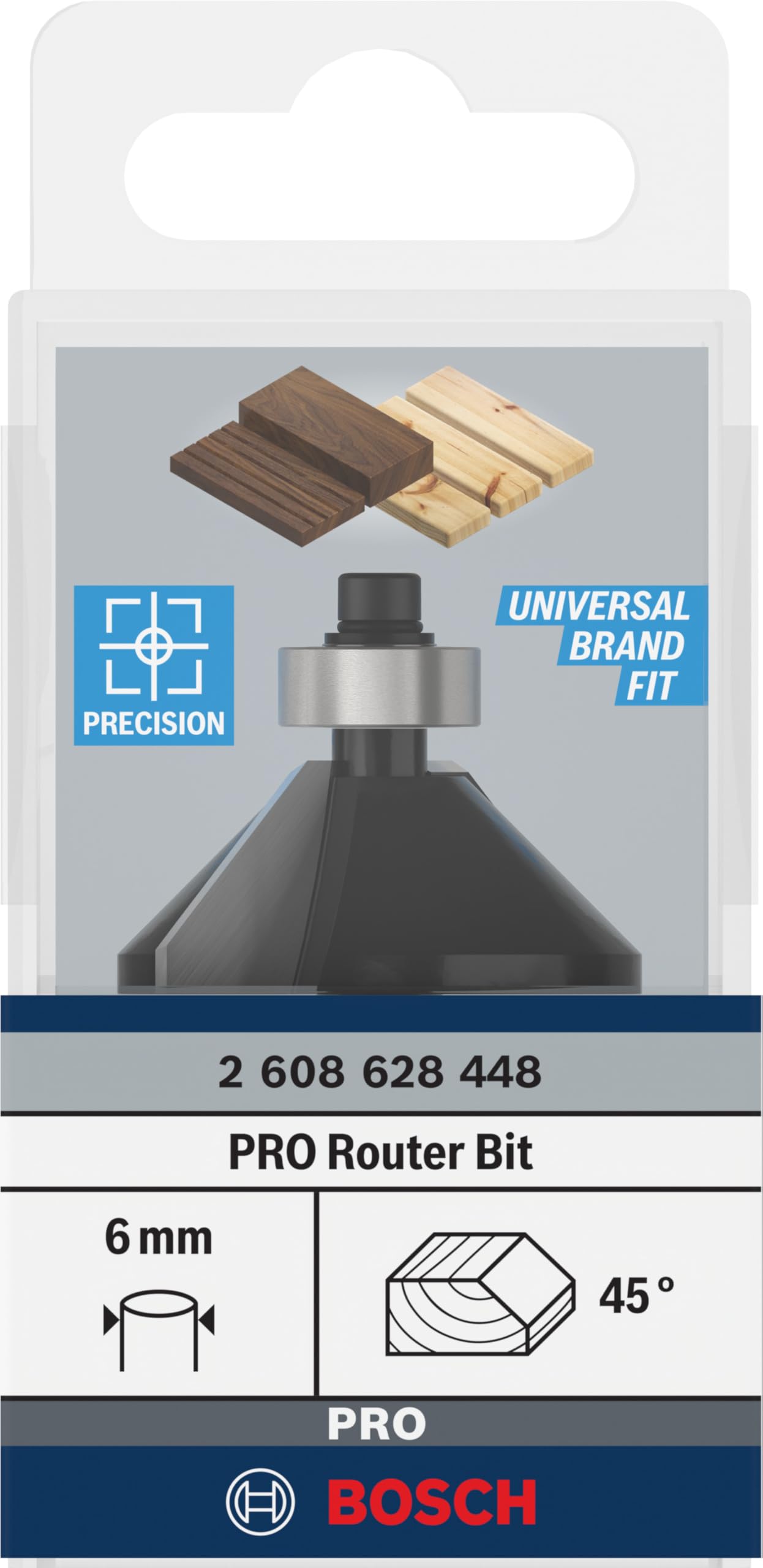 Bosch 1x Frez PRO do fazowania (do Miękkie drewno, Twarde drewno, Ø 34,9 mm, Professional Akcesoria Frez ręczny, Frez krawędziowy)