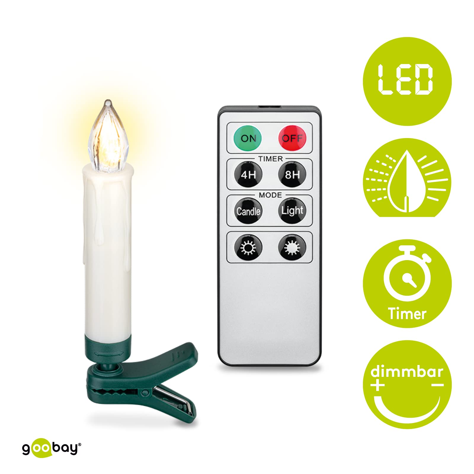 10er Set LED Christbaumkerzen Mit Fernbedienung – 3D-Flamme, Timer, Dimmbar, Flackernd/konstant, Inkl. Batterien & Halter