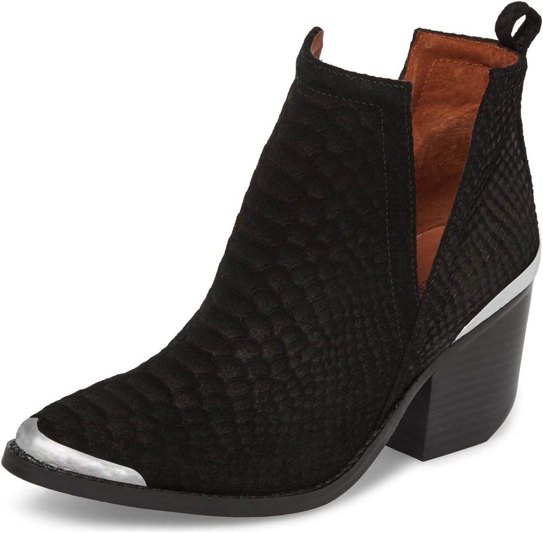 YDN Women's Low Heeled Ankle Boots Faux Suede Cowboy Booties Cutout with Metal Toe Shoes for Formal Outfit Size 4-15 US