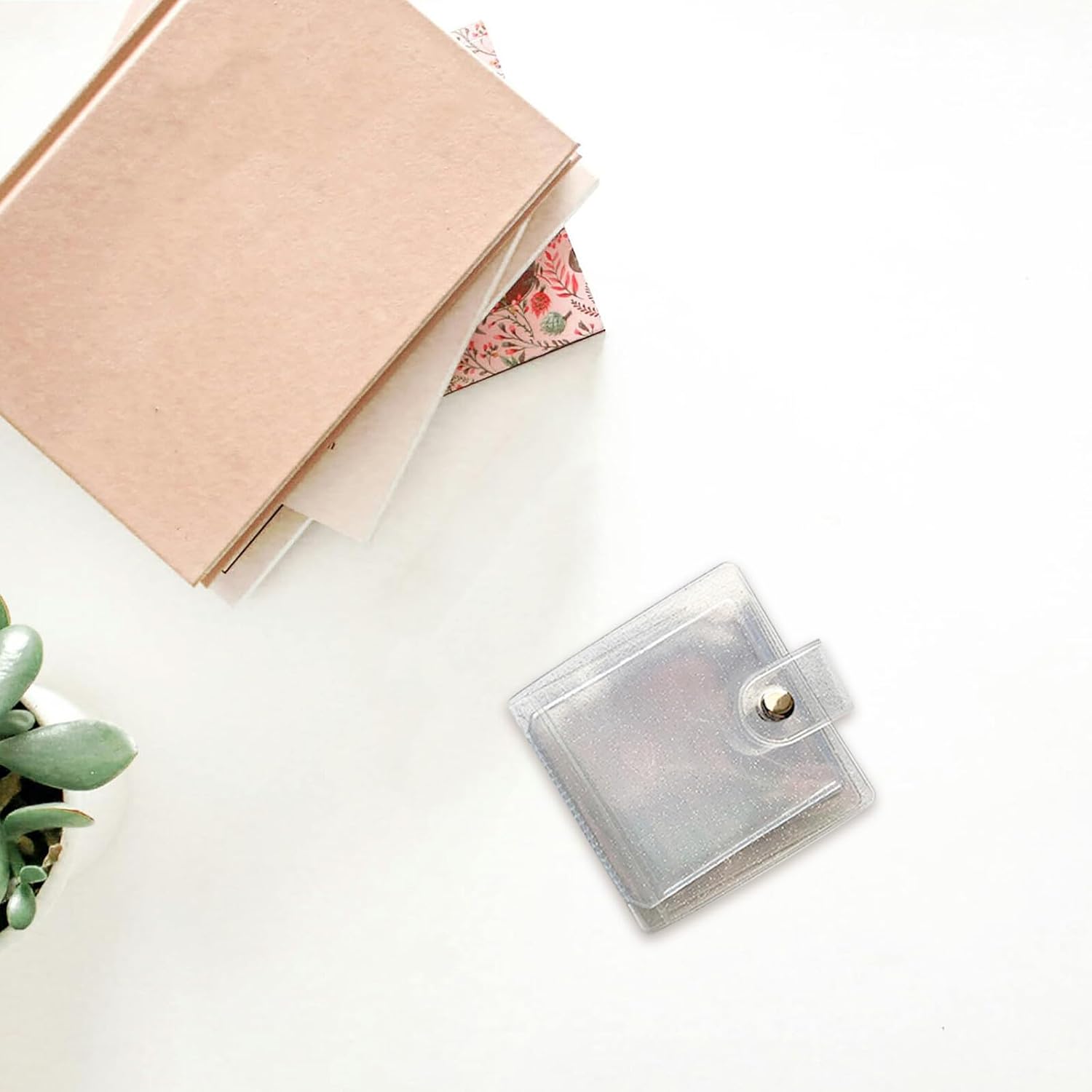 FUOYLOO Mini Photo Album with Refill Sheets 10x10cm, Loose Leaf Photocard Holder Binder, Sleeves for Picture Storage, Business Card Organizer for Travel and Daily Use