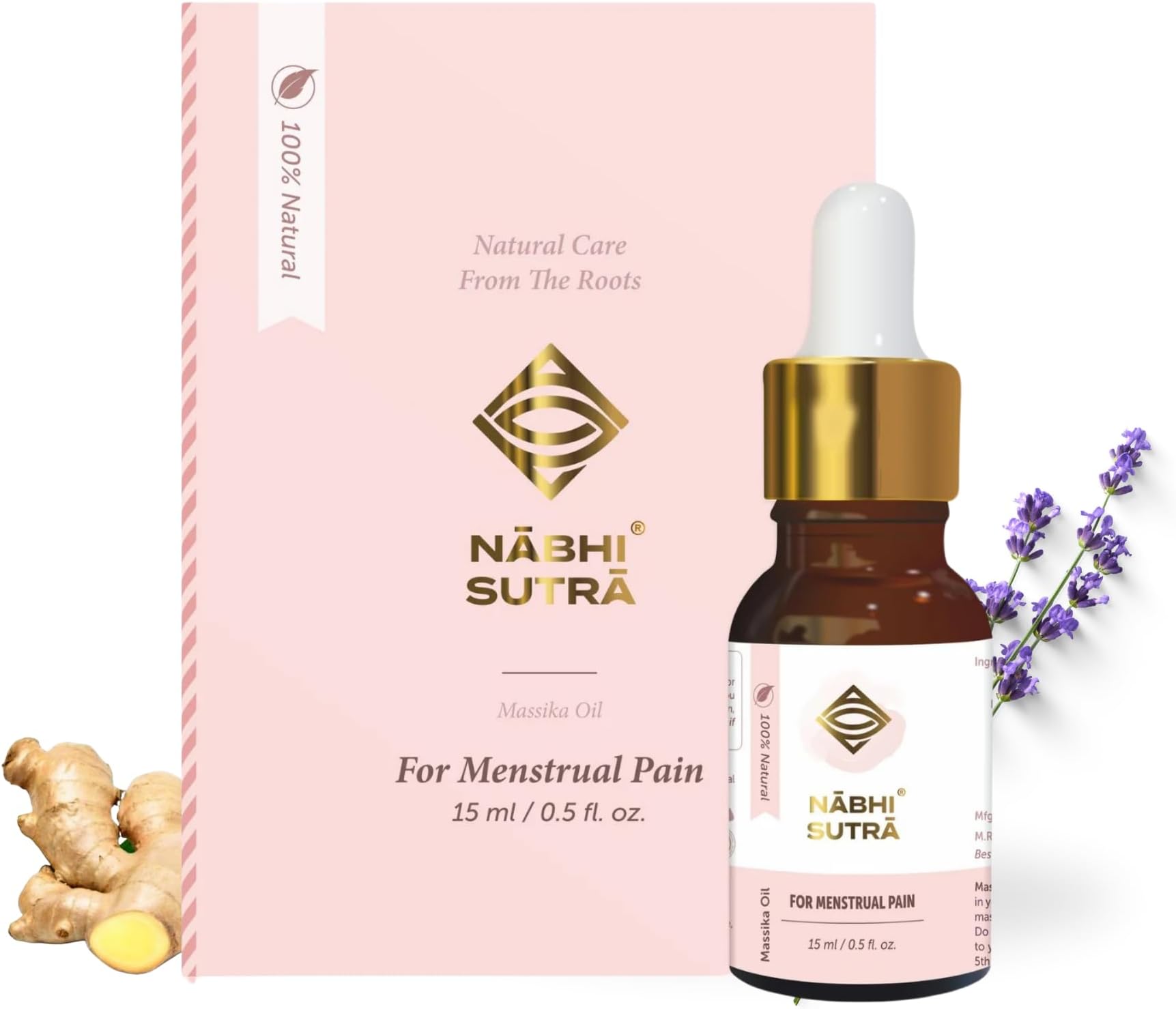 Nabhi Sutra Period Pain Relief Oil | Natural & Pure Menstrual Pain Relief Oil | Ayurvedic Belly Massage Oil for Cramps | Fast-Acting Relief for Menstrual Discomfort | Soothes & Relaxes | 15ml