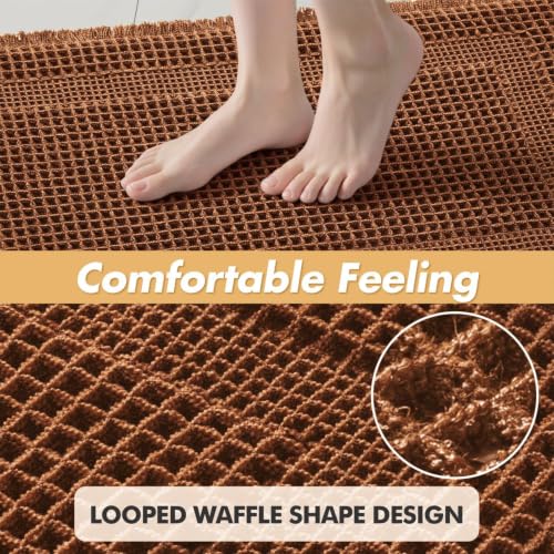 MIULEE Fall Terracotta Set of 2 Waffle Bathroom Rugs Boho Bath Mat 17x24 in by MIULEE - Used condition - Image 5