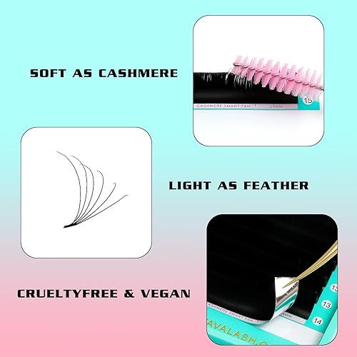 Miniatura 3 de VAVALASH Extensiones de pestañas de cachemira Easy Fan de 0.03, 0.05, 0.07 CCCDDD, extensiones de pestañas de volumen de 0.315 a 0.787 pulgadas,
