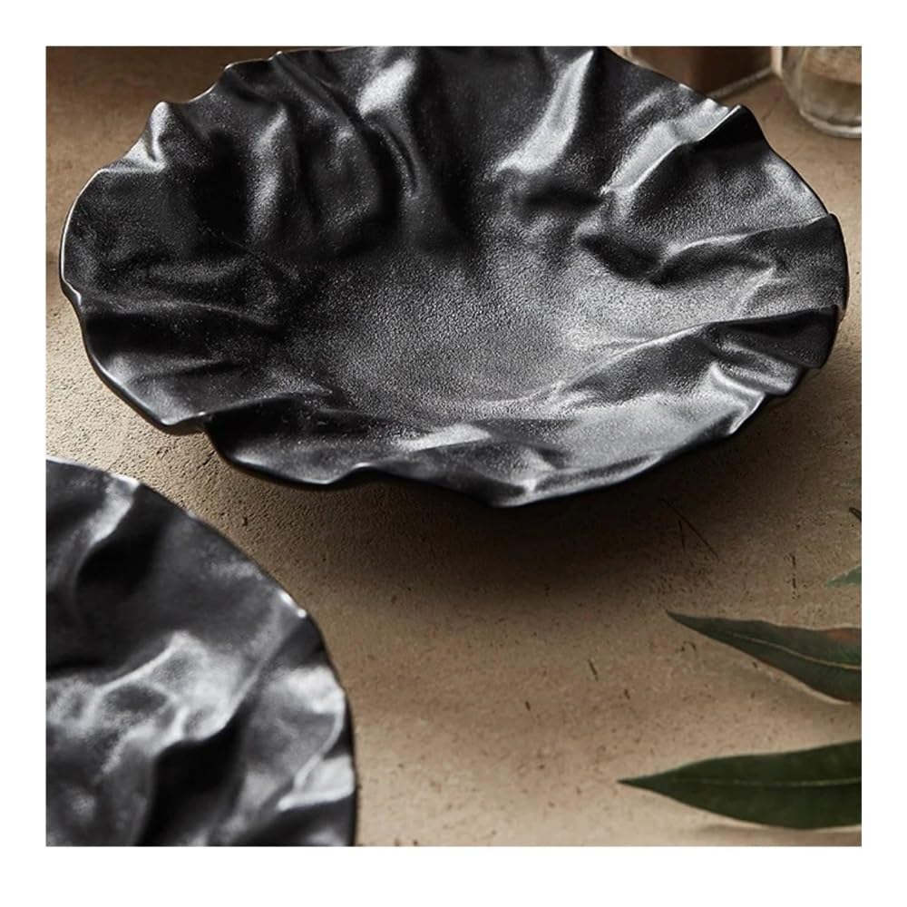 Talerze Obiadowe Naczynia głębokie, talerze warzywne, zastawa stołowa, sałatka zachodnia, naczynia ceramiczne do użytku domowego(Black,L)