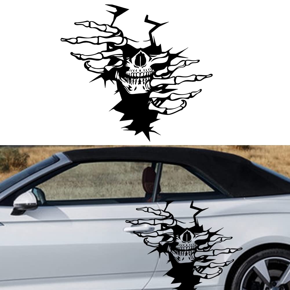 JSCARLIFE 2Pcs Skull Car Body Sticker