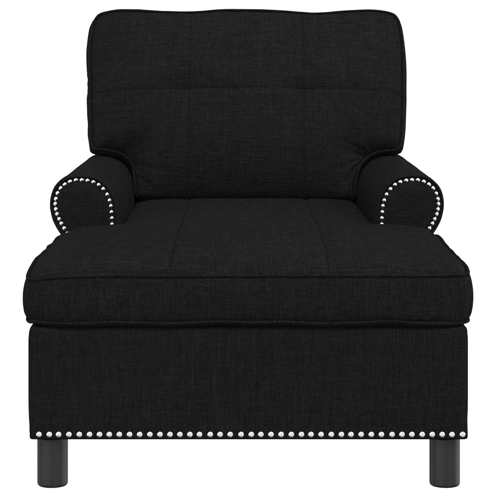 Chaise Longue Moderne Salon et Chambre, Méridienne avec Coussin Déhoussable en Tissu Noir, Fauteuil Lounge Confortable de Relaxation pour Intérieur, Lit de Repos Design Élégant, 91x157x91 cm
