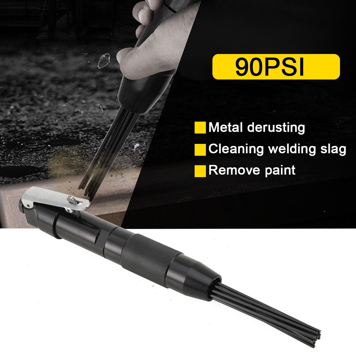 Martello Pneumatico Scrostatore Ad Aghi 12 Pin Alta Efficienza 4000 BPM, Utensile Pneumatico Ergonomico per Rimuovere Ruggine Scorie e Sbavature su Auto, Metallo e Progetti DIY