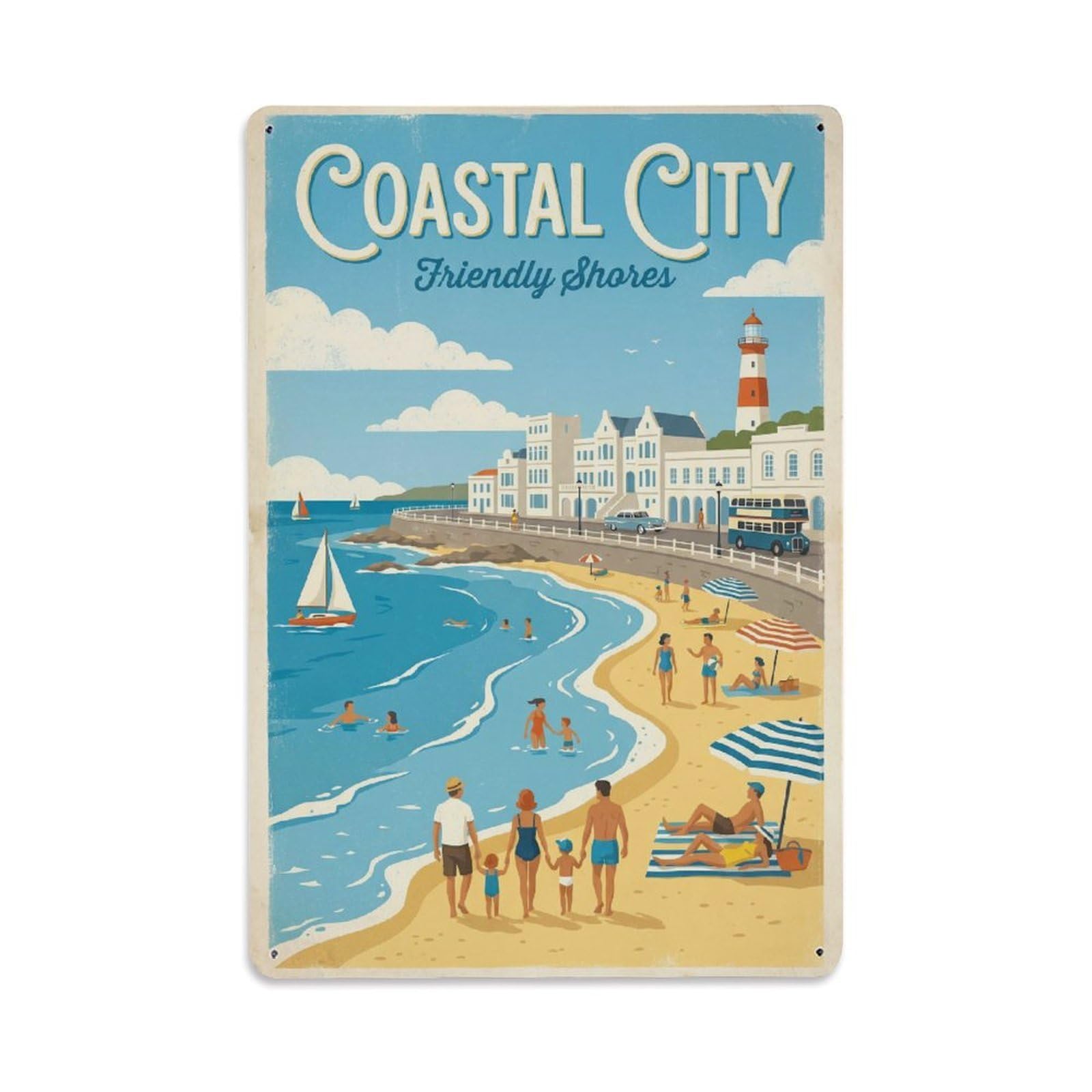 Gead 8X12inch Style Travel Retro South Africa Coastal City Metal Tin Sign