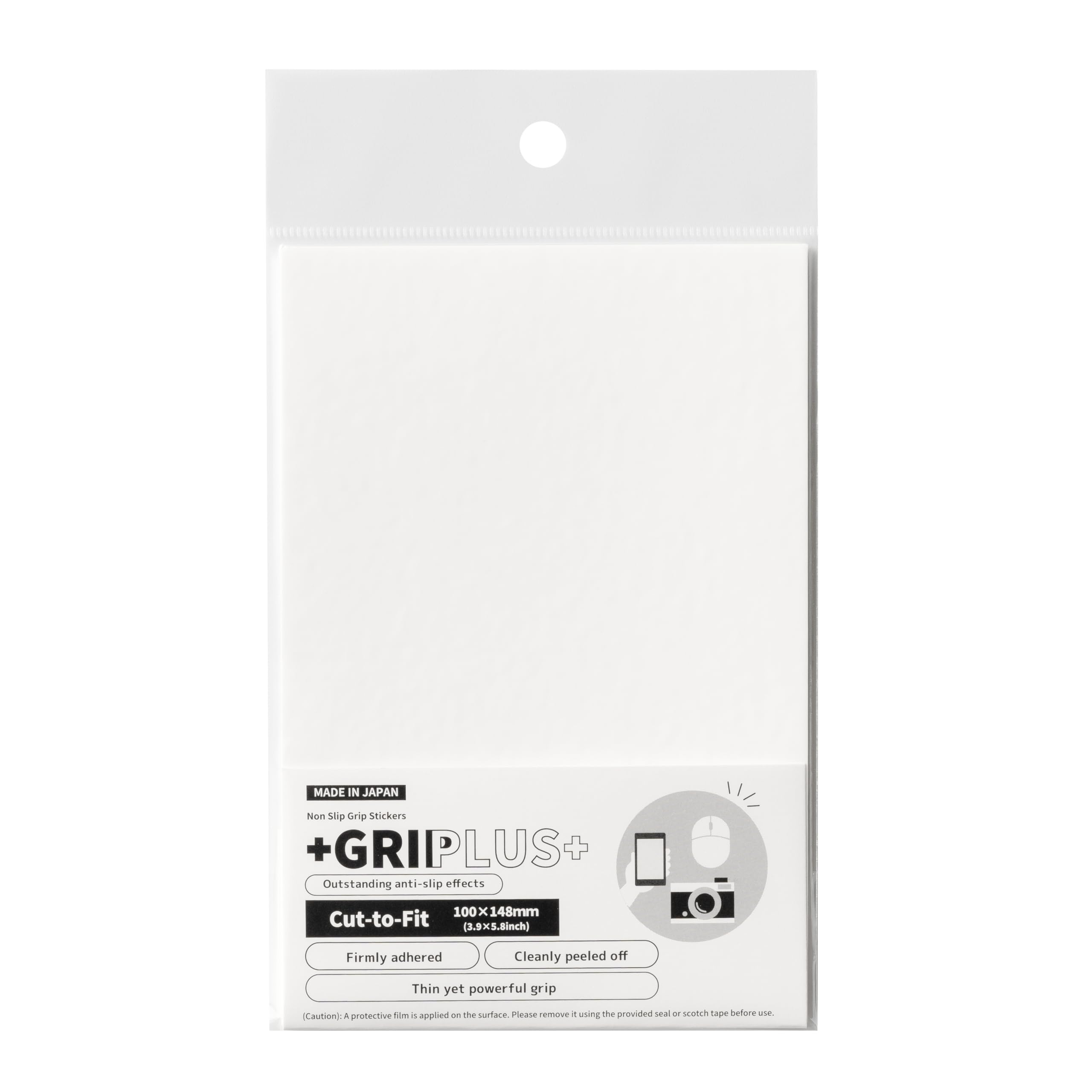 Non Slip Grip Stickers GRIPLUS Cut-to-Fit (White, 100×148mm) - Reusable Adhesive Pad for Desk, Phone, Mouse, Office, Multi-Purpose