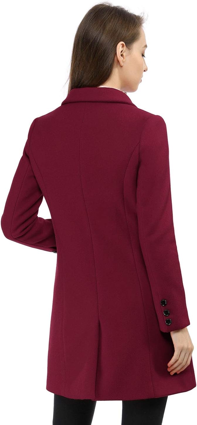 Allegra K Women's Winter Coat Elegant Notched Lapel Double Breasted Trench Coat - Image 5