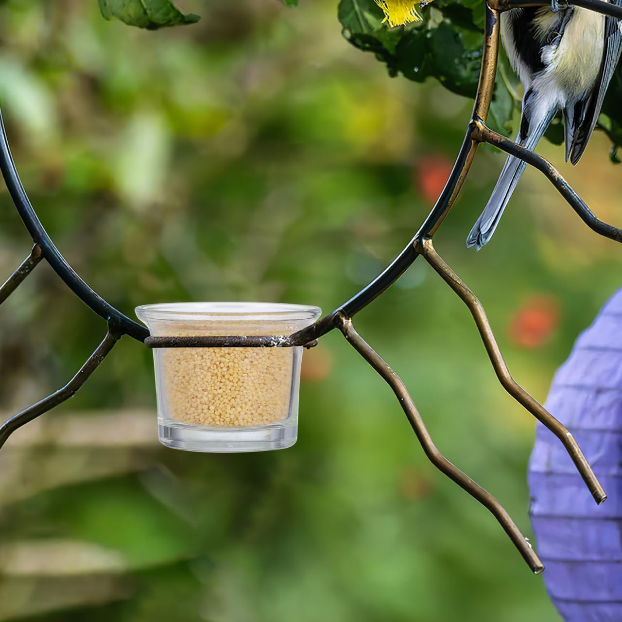 Yardwe Glass Bird Feeder Cup Replacement for Outdoors, Hanging Small Bird and Hummingbird Feeder Accessory for Garden Balcony