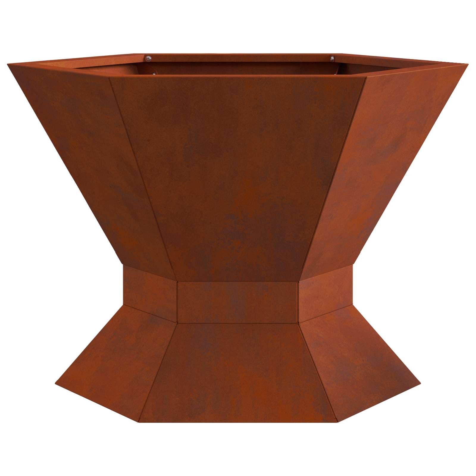 Feuerstelle Braun aus Wetterfeststahl 50 x 50 x 40 cm für Terrasse Garten und Haus, robuste Outdoor Wärme für Zusammenkünfte, passend als Kamin Ofen Deko