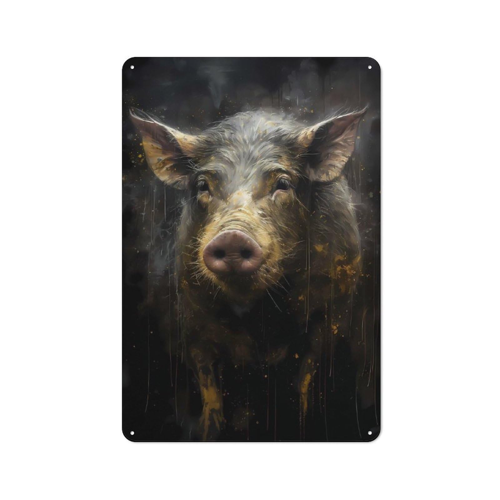 Junmoney Pig Enchanted Universe Character Decorative Tin Plaque 30X20cm Featuring Home Wall Decor For Flat, Dorm Room, Lounge Or Cafe