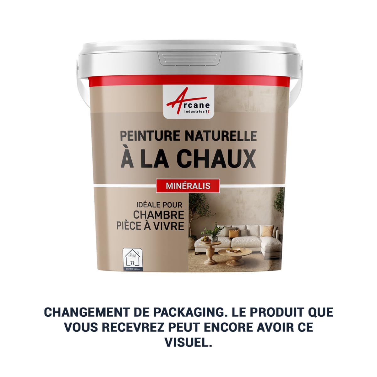 Peinture chaux naturelle : peinture, sans émanation, mineralis - 15 m² (2.5 kg en 1 couche) Gingembre Grège - ARCANE INDUSTRIES