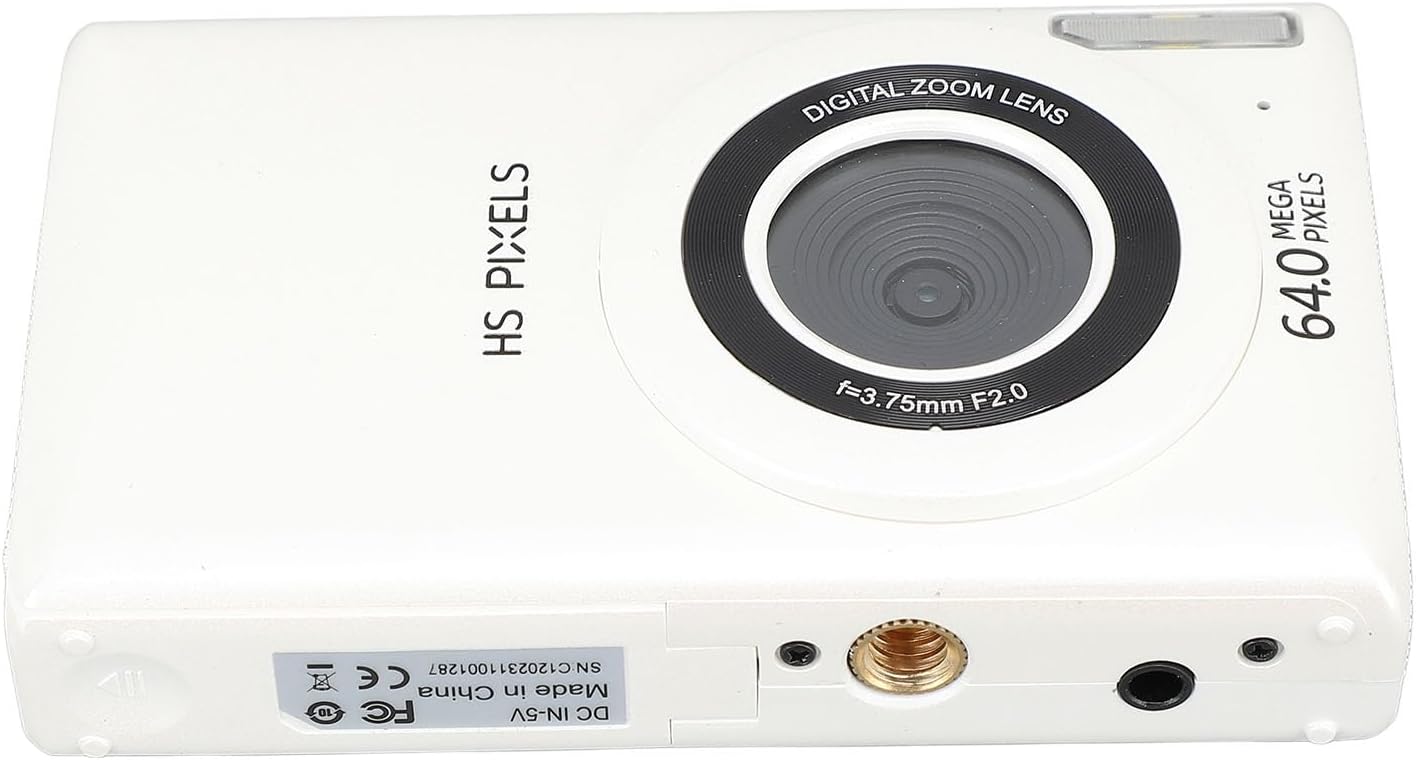 Digital Camera, 4K 64MP MP3 Player 16X Zoom 2.8inch Screen Digital Point and Shoot Camera, Compact Small Travel Camera for Boys Girls Kids Teens Beginner Gift (White)