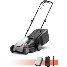 Litheli 14 Cordless Lawn Mower, 8.0Ah High Capacity Battery, Brushless Motor Push Mower, 5 Height Adjustments, 9 Gal Bag, Great for Small to Mid Lawns