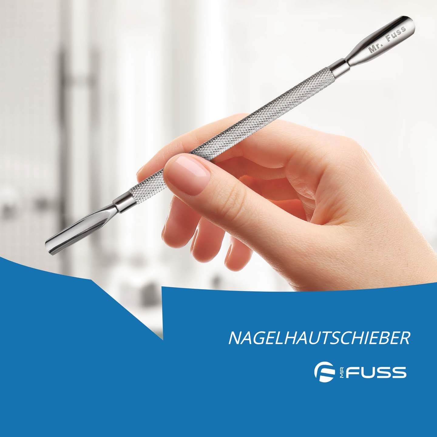 Mr. Fuss® Pro Cuticle Pusher - podwójna szpatułka do skórek ze stali nierdzewnej, 2 rozmiary