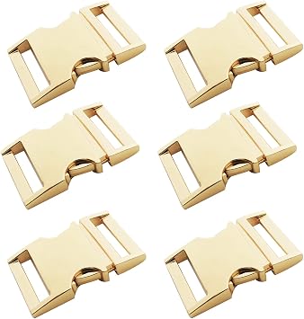 Bytiyar Buckle 6 pcs 1 inch25mm Quick Side Release Clips Metal Buckles for Straps Webbing Paracord Bracelet Dog Collar Backpack Belt, Light Gold