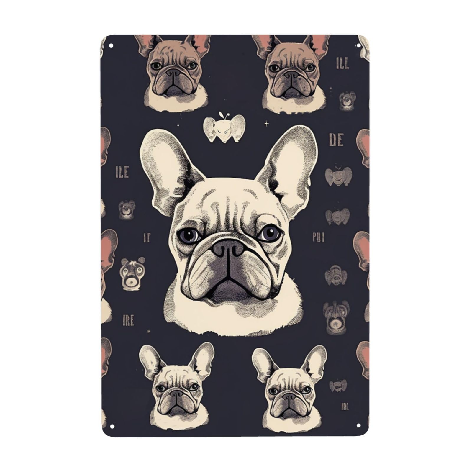 Fodpand White Vintage Tin Signs Metal Retro Wall Art Decor - Wall Hanging Decorative Plaque 8X12 Inch, I Love French Bulldog Metal Signs For Home Yoga Cafes, Funny Metal Poster For Gifts