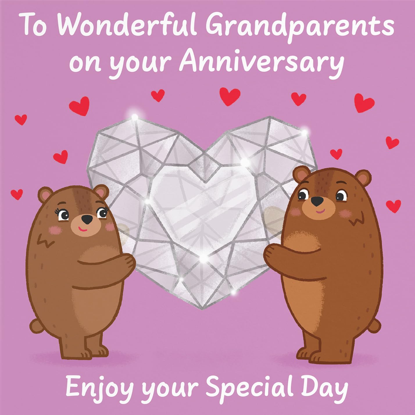 Hunts England - Cute Sparkling Love Grandparents Anniversary Card - Fun Bears Anniversary Card - Love Story Collection - Image 2