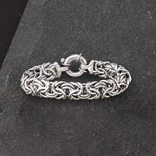 Ross-Simons Italian Sterling Silver Textured and Polished Byzantine Bracelet 5