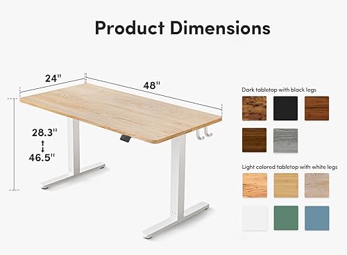 Miniatura 3 de FEZIBO Escritorio eléctrico de pie mesa ajustable de 48 x 24 pulgadas de altura muebles ergonómicos de oficina en casa con tablero de empalme marco