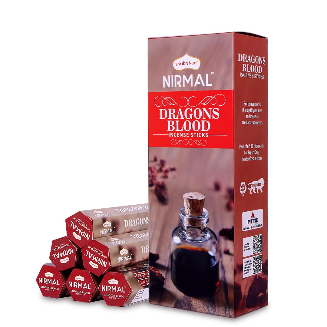 Shubhkart Hexa Dragon Blood Incense Sticks, Pack of 6, Total 120 Sticks for Calming Stress Relief and Mindful Meditation