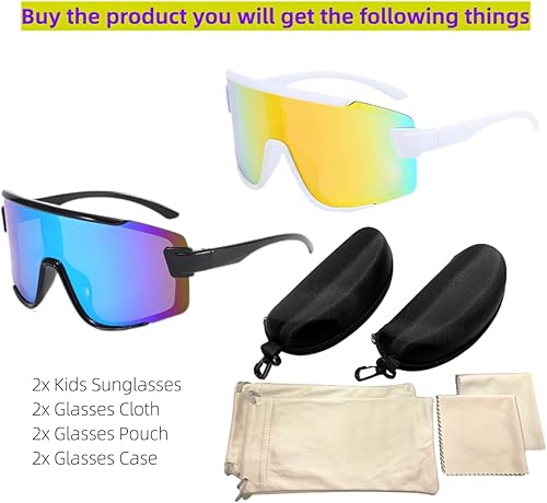 Miniatura 3 de Swanoble UV400 2 - Lentes de sol deportivos para niños y niñas, para ciclismo, tenis, jóvenes, béisbol, para edades de 6 a 15 años