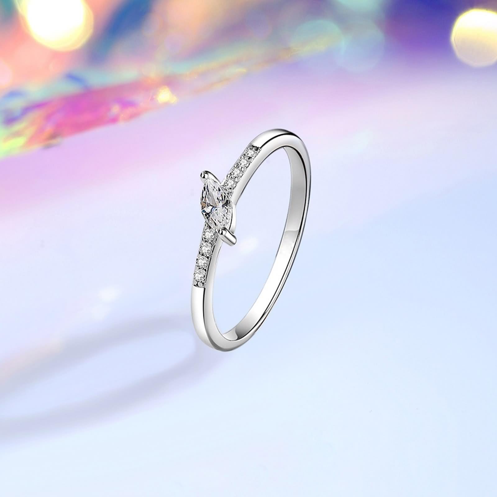 Anello da donna in oro bianco 18 carati, misura 16 (17,8)