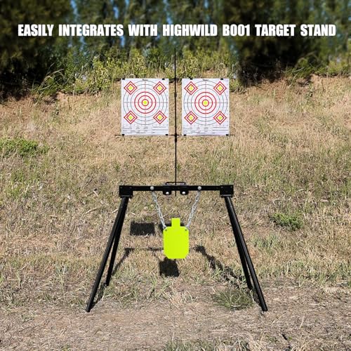 Image of Highwild Adjustable Paper Target Stand, Frame with 8 Clips | Clear Bullseye Targets Sheet for Shooting Practice