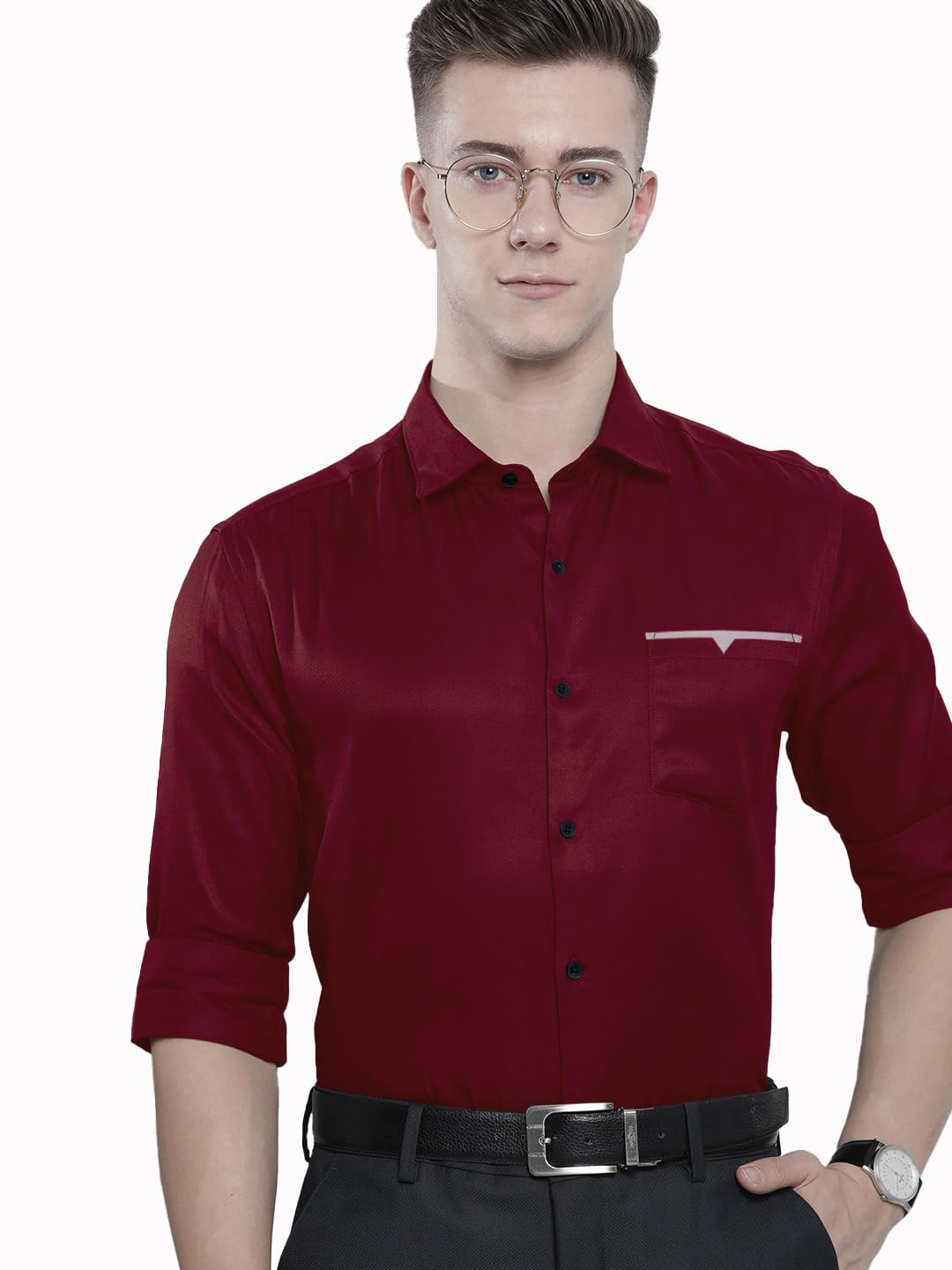 DressBerry Shirt for Men, Solid Full Sleeves Shirt, Wrinkle Free Mens Shirts, Cotton Formal Shirts, Regular Fit Stylish Mens Shirt, Plain Formal Shirts for Men in neutral