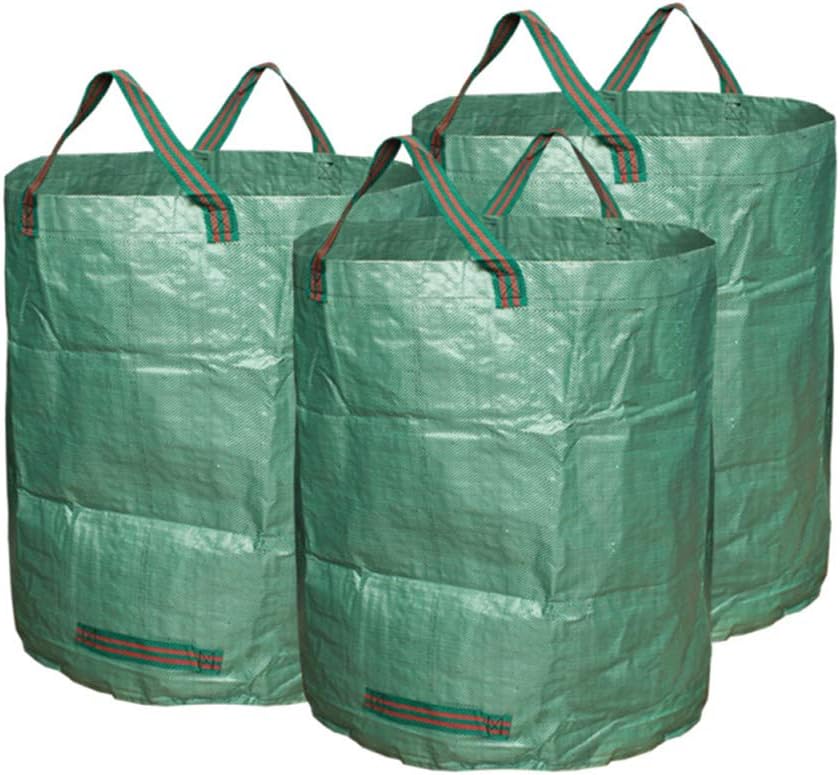 ZZX 3 x 72 Gallons Large Capacity Garden Bag, Heavy Duty Reusable Yard Leaf Bag Portable Garden Lawn Cleaning Rubble Waste Woven Rubbish Bags