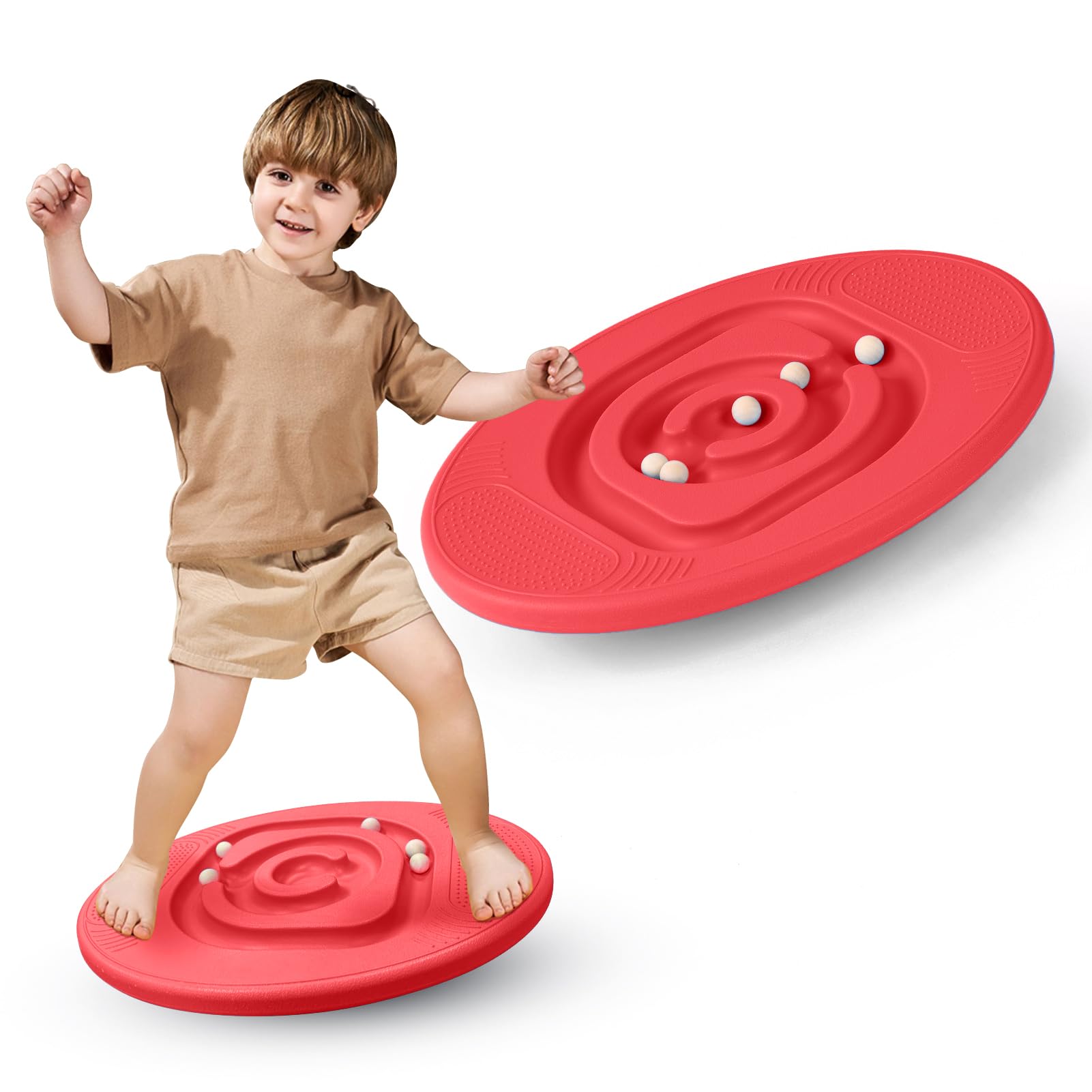Kids Maze Balance Board - Wobble Trainer for Ski Surf Snowboard, Non-Slip Sensory Rocker Ages 3-12, Core Therapy & Skate Prep