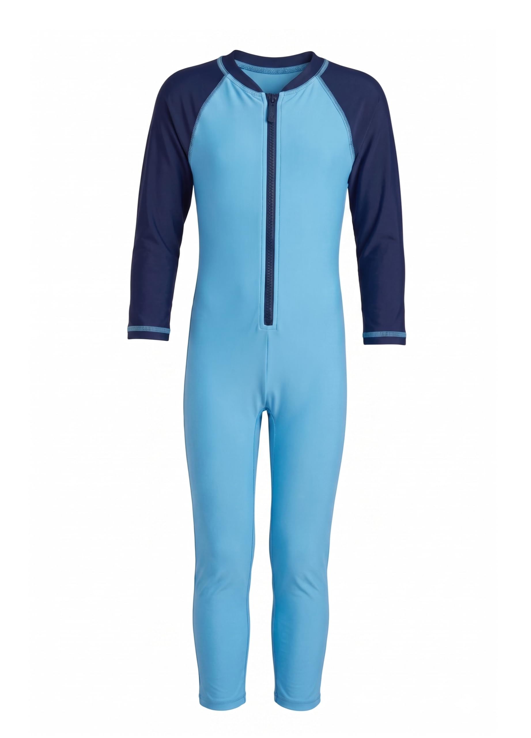 a.t.u.n. (all things uber nice) boys one piece swimsuit with front zip closure | full sleeve athletic swimwear with full length fit | comfortable pool and beach swimming costume for kids