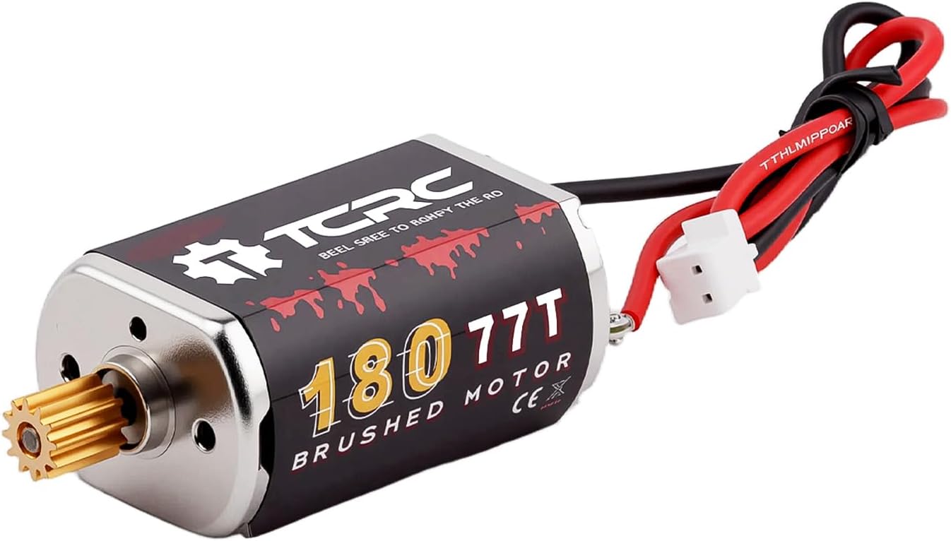 Metal 180 77T High Torque Speed Reduction Brushed Motor with Brass 12T Pinion for Redcat Ascent-18 RC Crawler Car Upgrades