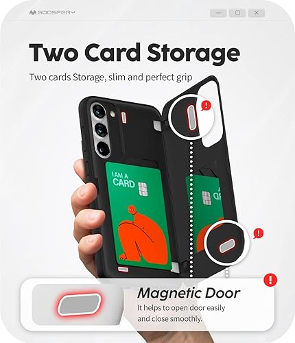 Miniatura 17 de GOOSPERY Parachoques magnético para puerta compatible con Galaxy S23, tarjetero tipo cartera, cierre automático, protección de doble capa resistente