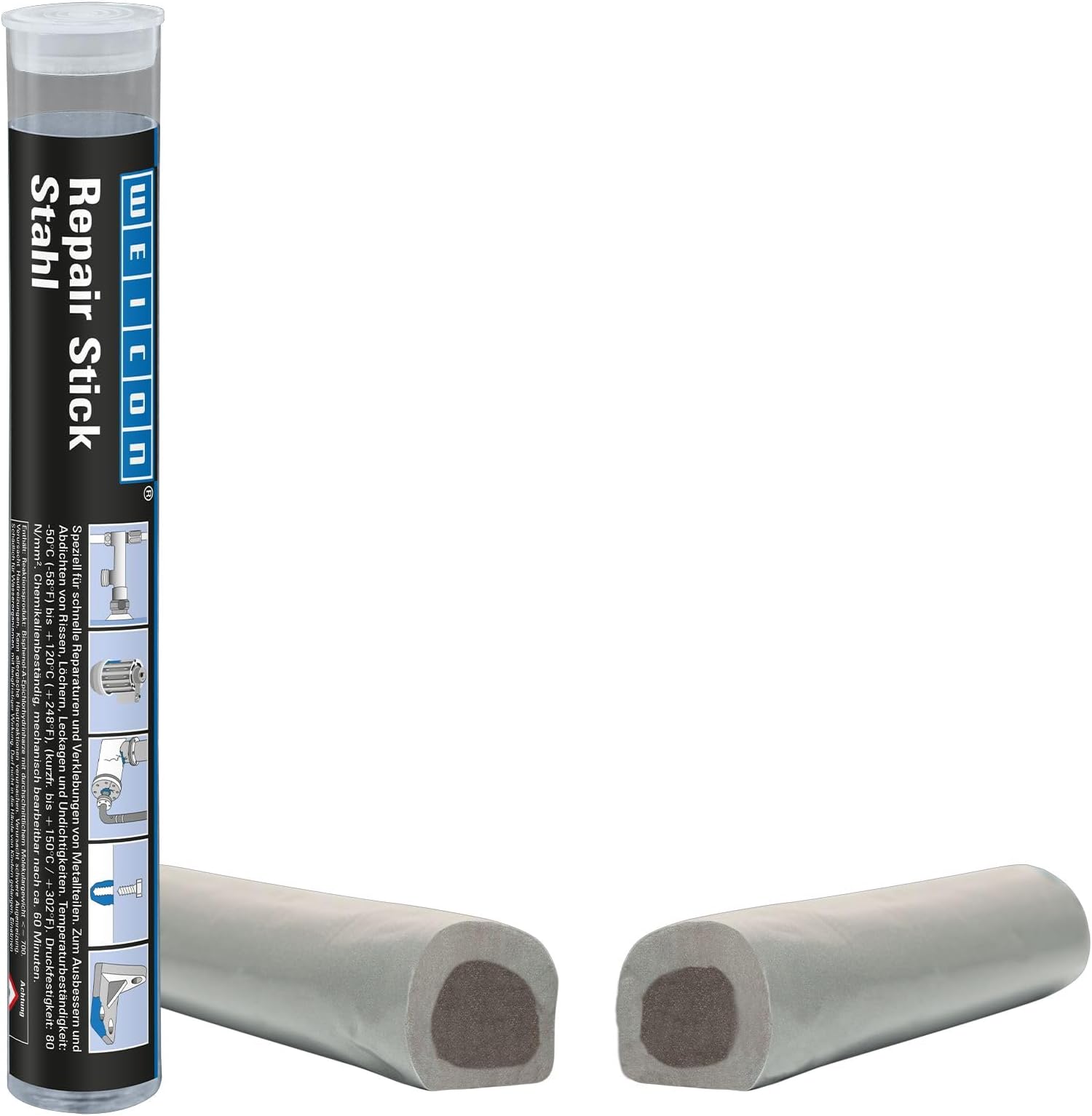 Repair Stick Steel | 115 g | 2-component Adhesive | Epoxy resin | Special adhesive | Fast and high-strength repair for metal parts, containers, etc