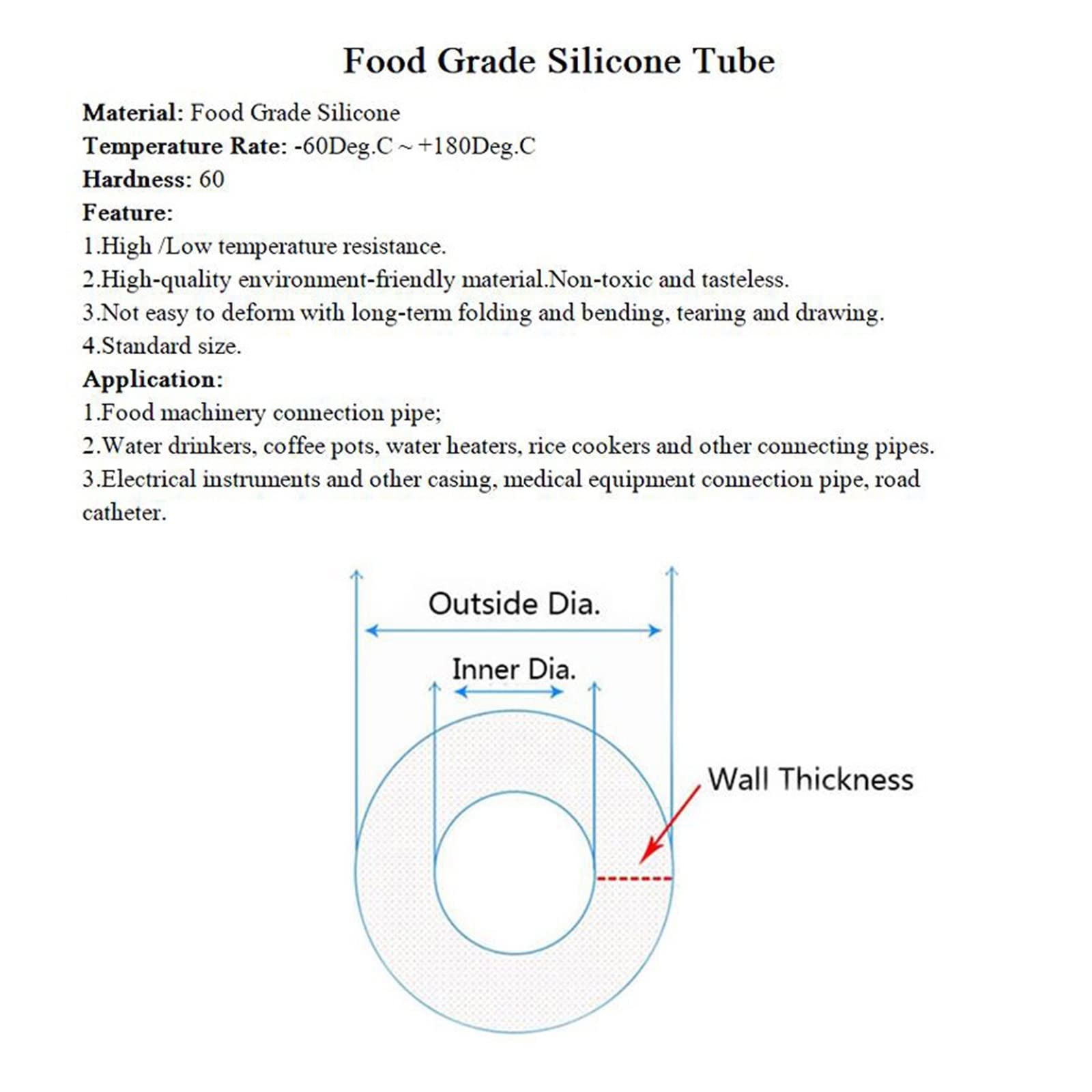 Manguera de Goma de Silicona Transparente ID de Grado alimenticio 0,5 1 2 3 4 5 6 7 8 9 10 12mm OD Tubo de Silicona Flexible Transparente 1/5/10M (Size : 10 Meters, Color : ID 12mm x 18mm OD)