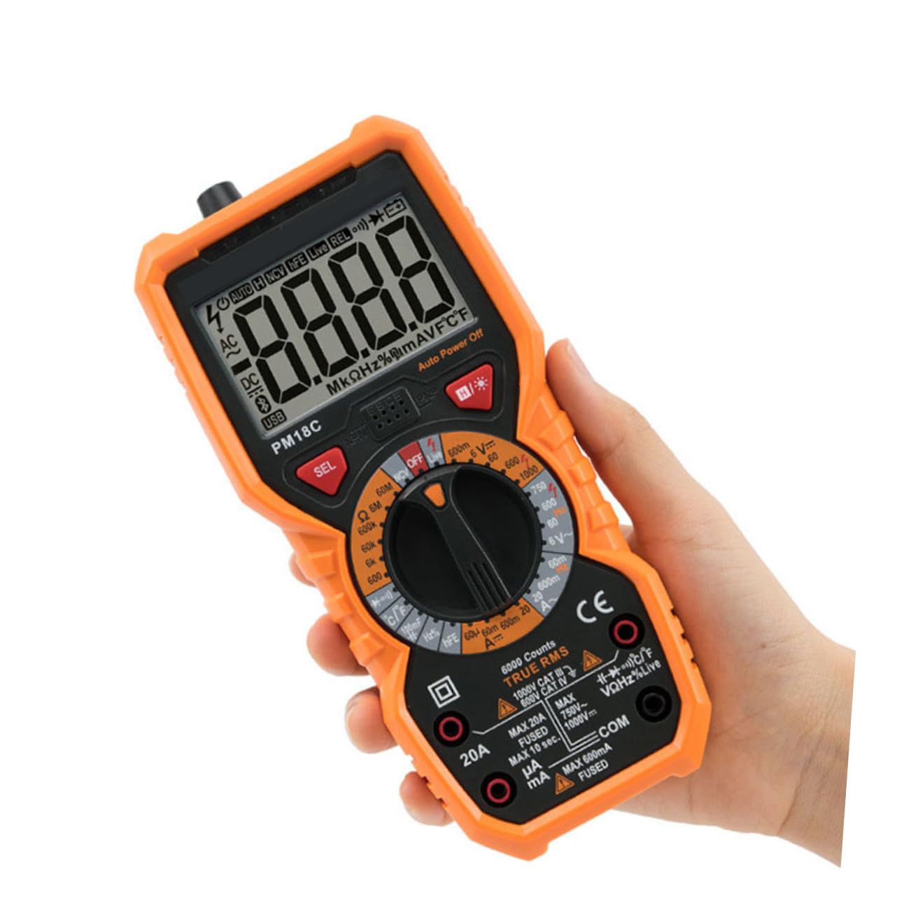 High Precision Handheld Digital Multimeter with Backlight LCD Display Abs Fireproof Shell Voltage Resistance Tester for Ac Dc Measurement and Safe Probe Slot Design