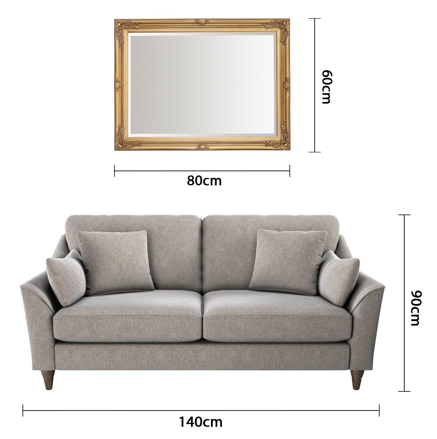 Select Mirrors Rennes - Espejo de pared vintage, estilo barroco, antiguo, diseño francés, marco de madera maciza (oro antiguo, 60 x 80 cm)