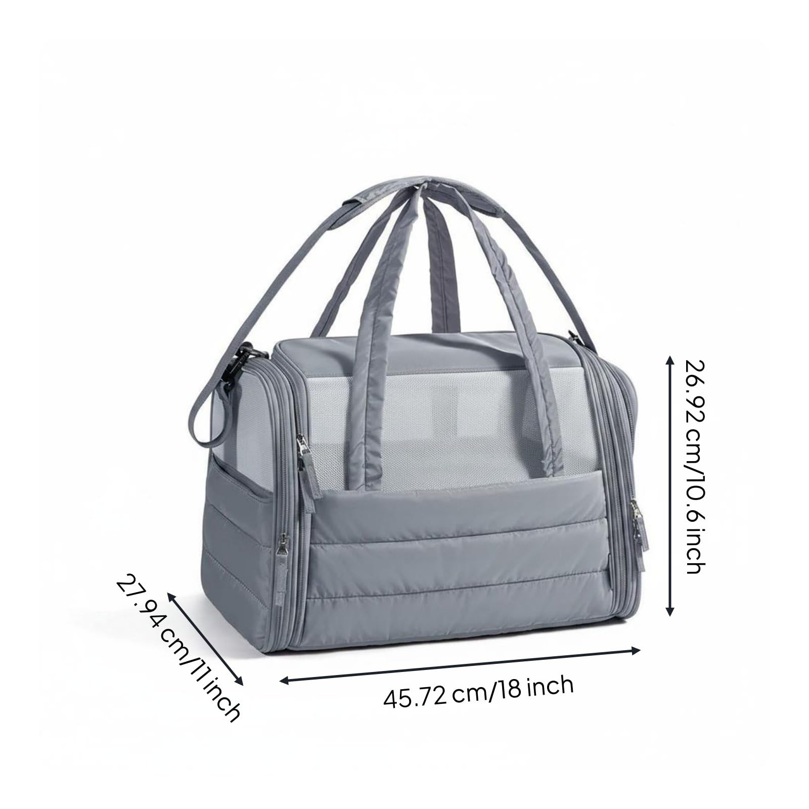 Qianly Trasportino Gatto Pieghevole Portatile Borsa Gatto Pieghevole Leggero Borsa Trasporto Traspirante per Viaggio, Grigio