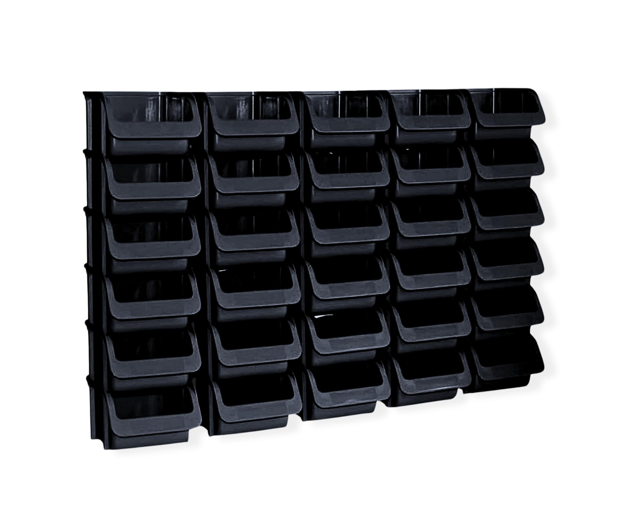 Hünersdorff 30 x Sichtbox - Stapelbox Lagerbox SET in Größe 1 - aus bruchsicherem Polypropylen (PP) - Rezyklat- ideal für Ordnungs- und Sortiersysteme, Wandplatten, Fahrregal, Werkstattregal - Schwarz