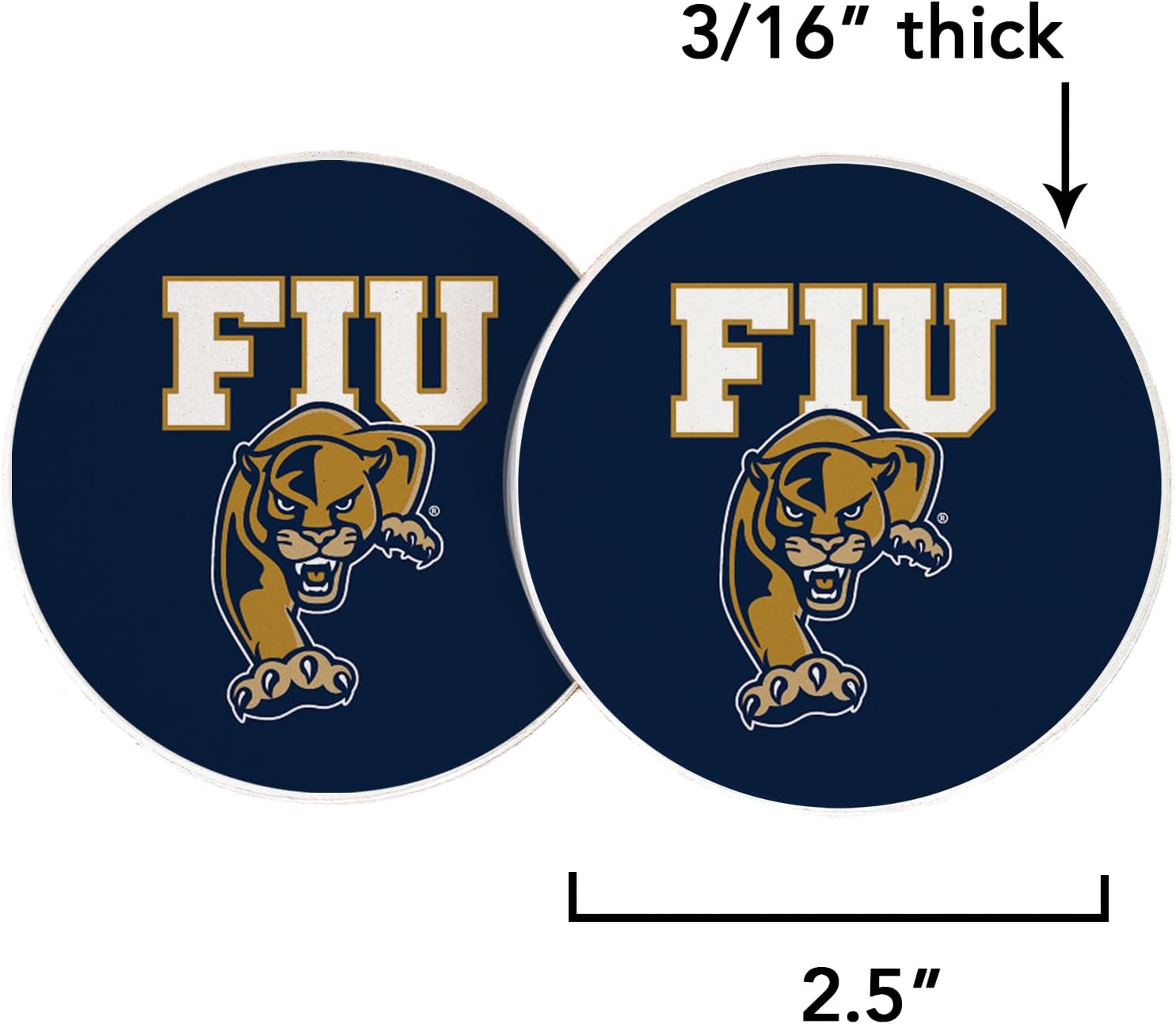 Desert Cactus Florida International Univeristy Car Coaster Panthers FIU Absorbent Sandstone Car Cup Coasters Set of 2 (Design A)