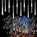 BrizLabs Meteor Shower Lights, 11.8 inch 10 Tubes 240 LED Rain Drop Lights Icicle Falling Snow Christmas Lights Outdoor, Plug in Cascading Lights with Timer for Tree Garden Party Holiday, Cool White