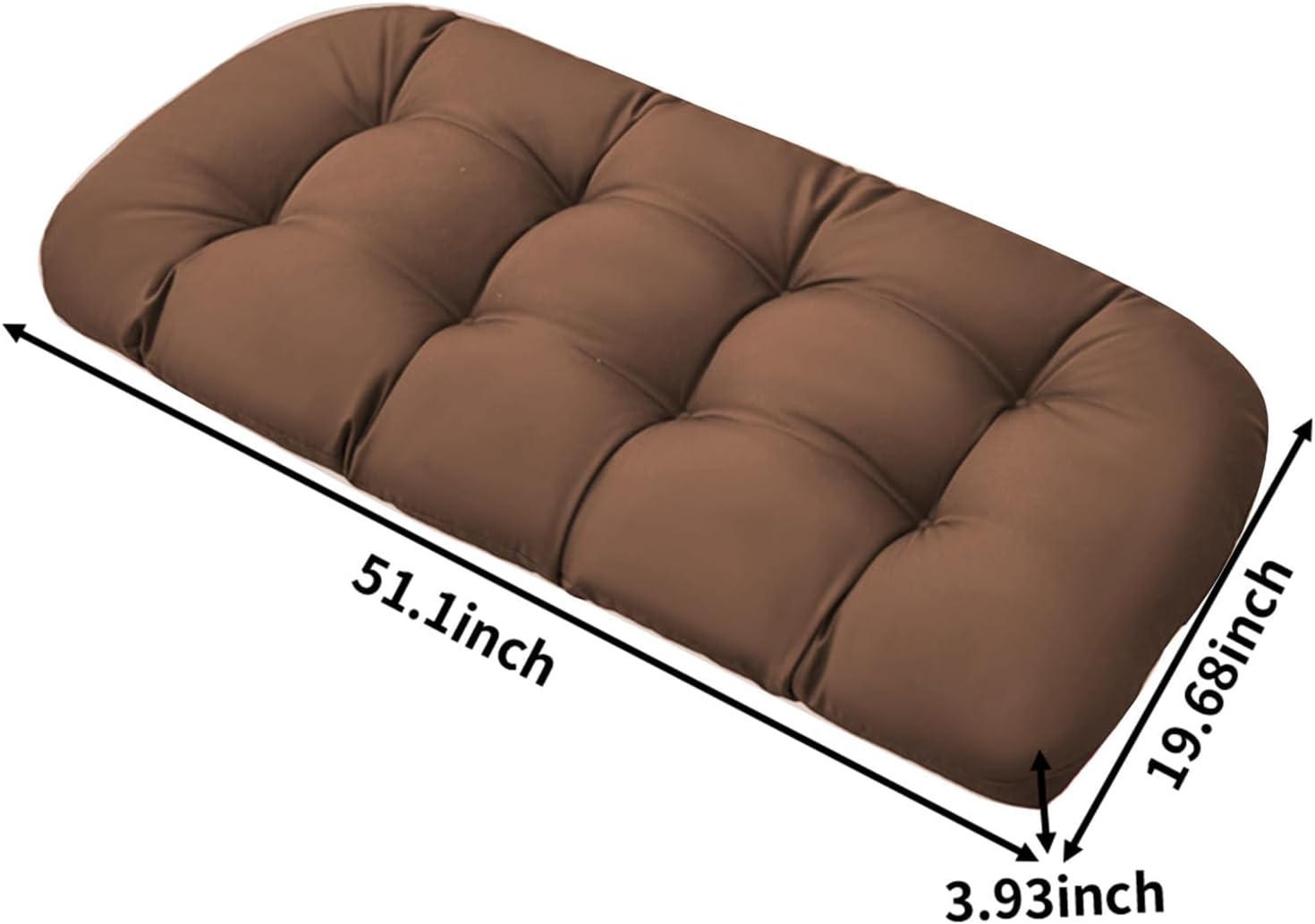 Outdoor Bench Cushion 48X19 Inch Patio Chair Cushions Tufted Porch Swing Cushions Patio Bench Cushion with High Elasticity PP Cotton for Indoor/Outdoor (Dark Brown)