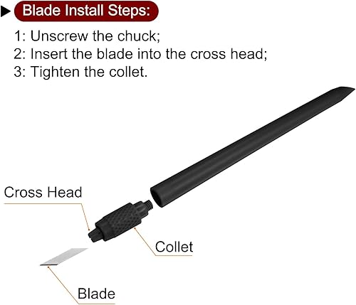 Miniatura 5 de HARFINGTON 1 juego (13 piezas) de cuchillos de manualidades, 1 cuchillo Hobby Exacto y 12 cuchillas de repuesto con tapa de seguridad para